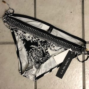 NEW LA BLANCA Black and White Print Bikini Bottoms